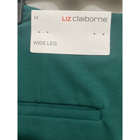 Liz Claiborne Medium Bold Emerald 4‎ Way Stretch Wide Leg Pants Work $54 - Picture 3 of 7